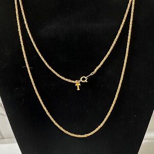 Trifari Gold Necklace with T Charm VINTAGE